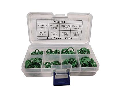 Набор зелёных уплотнительных колец HNBR для системы автокондиционера: 145 штук, 8 размеров
