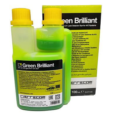Ультрафиолетовая жидкость для системы автомобильного кондиционера с PAG 1234yf и гибридных / электромобилей Errecom Green Brilliant 100 мл