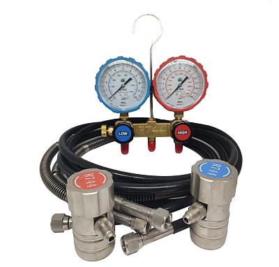 Манометрический коллектор R744 (CO2) с быстросъёмами в кейсе