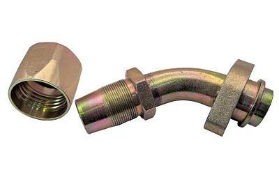 Фитинг с резьбой на шланг 29мм, 90 градусов, гайка 46мм, O-ring