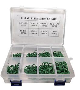 Набор зелёных уплотнительных колец NBR для системы автокондиционера: 400 штук, 8 размеров
