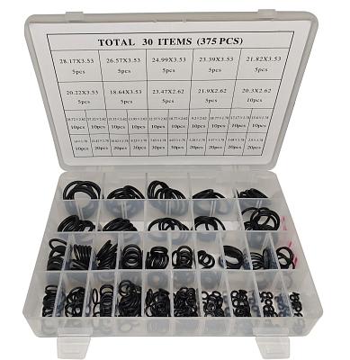 Набор черных уплотнительных колец NBR для системы автокондиционера: 370 штук, 30 размеров