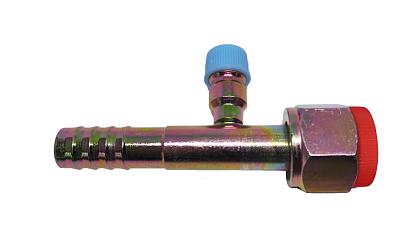 Фитинг стальной 13мм, G10, 180 градусов, с гайкой и заправочным портом R134A