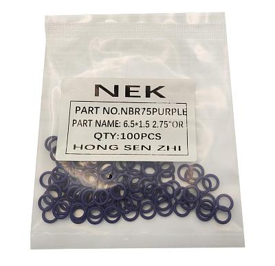 Комплект колец O-Ring 6.5x1.5мм, 100 штук, фиолетовые; фотография №1