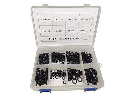 Набор черных уплотнительных колец NBR для системы автокондиционера: 320 штук, 8 размеров